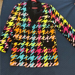 Bold Multicolor Houndstooth Blazer